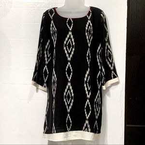 Liberty Love. 3/4-sleeved Aztec pattern dress.